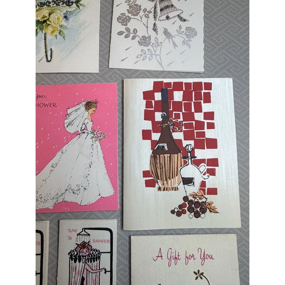 Vintage Bridal Shower Greeting Cards Lot of 33 Mid-Century Wedding Ephemera WOW